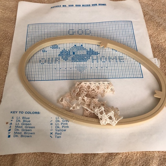 VTG Needle Magic Stamped Cross Stitch God Bless Our Home Sampler - Picture 3 of 3